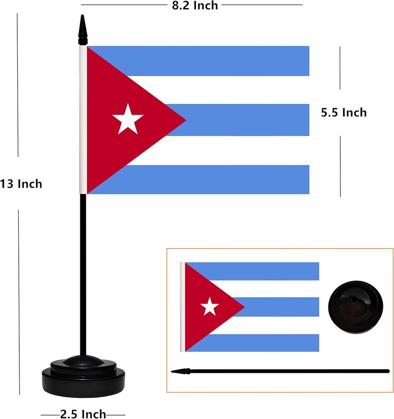 BCLin 12 Pack Cuba Desk Flags Set, Cuban Small Mini Table Office Flags with Black Pole, Home and Office Decoration, Festival Celebrations - Image 2